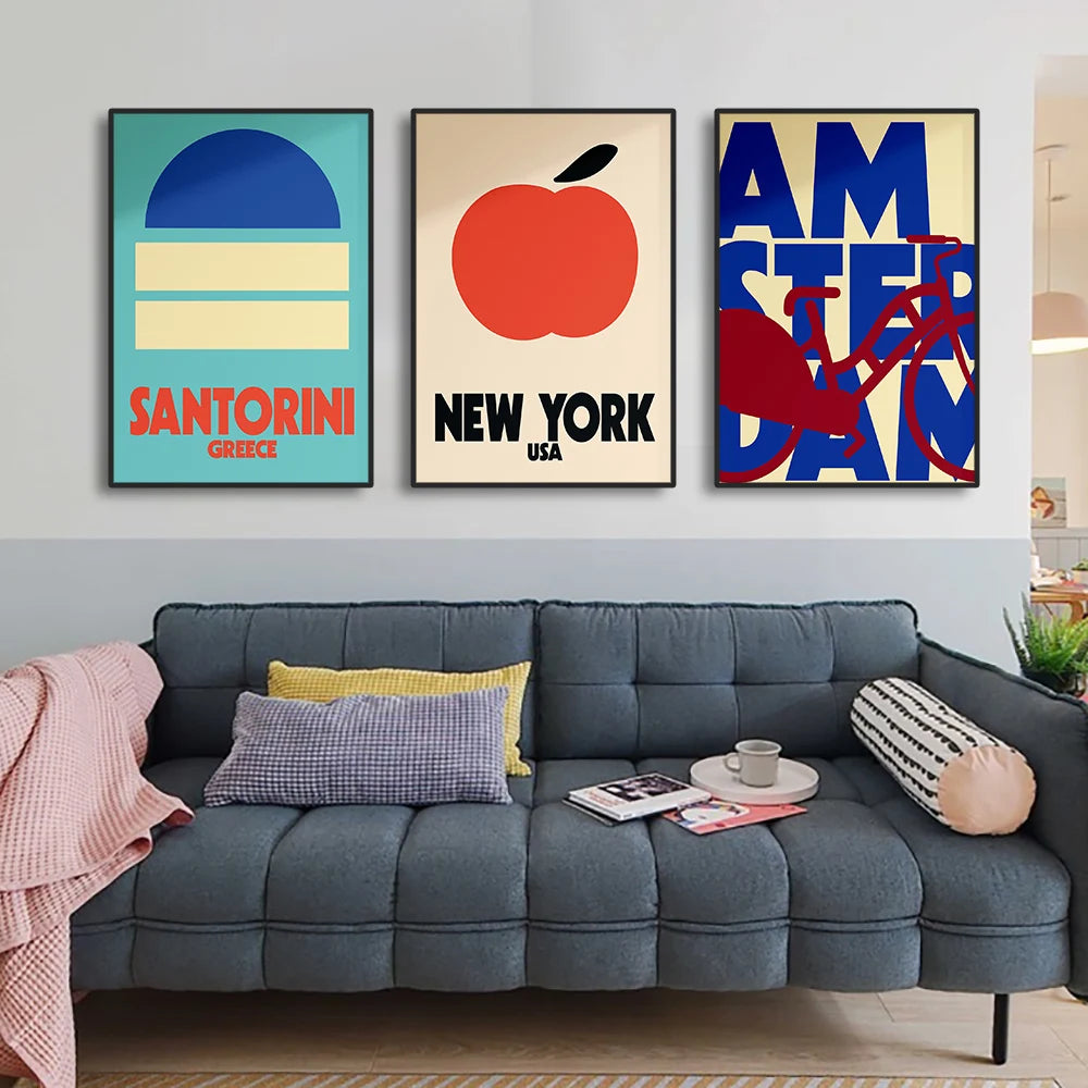 Tableau Ville Mid-Century – Londres, New York, Paris et Rome