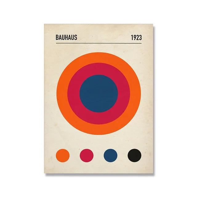Tableau Bauhaus Minimaliste – Affiche Géométrique d’Exposition