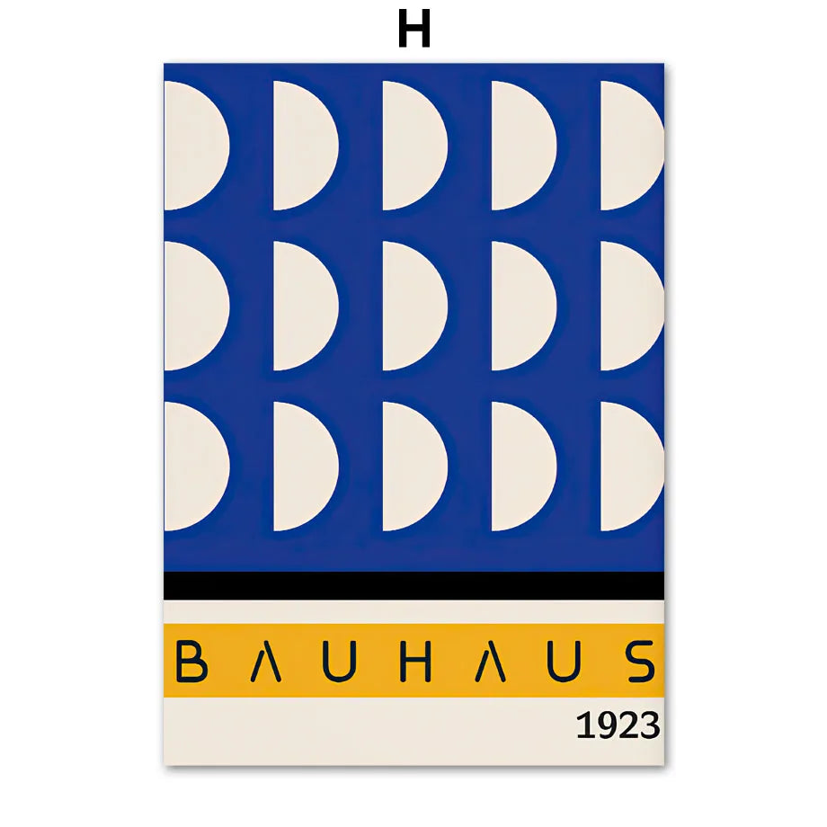 Tableau Bauhaus Bleu – Géométrie Mid-Century et Minimalisme