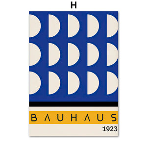Tableau Bauhaus Bleu – Géométrie Mid-Century et Minimalisme