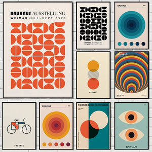 Tableau Bauhaus Orange – Soleil, Vélo et Géométrie Pop