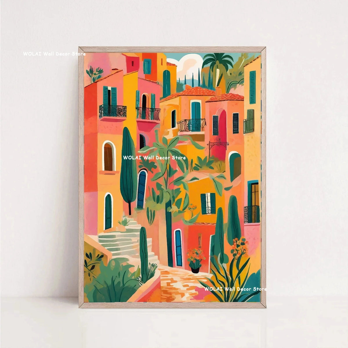 Tableau Architecture Mexicaine Colorée – Fleurs et Ambiance Solaire