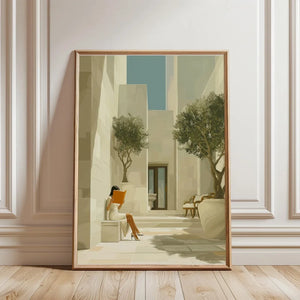 Tableau Femme Lisant Vert Émeraude – Ambiance Bibliothèque Élégante
