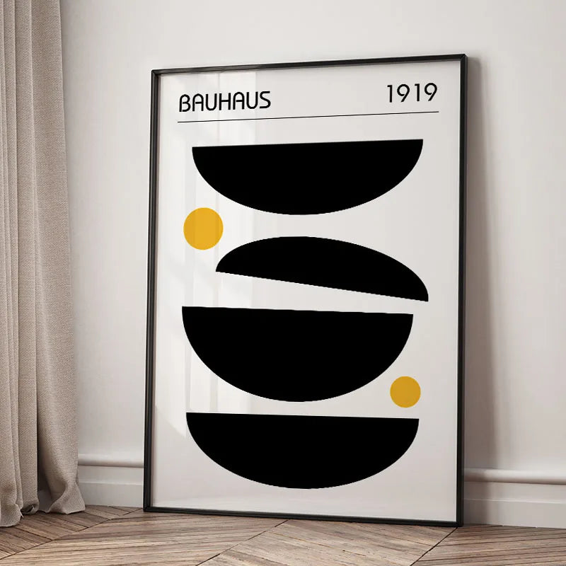 Tableau Mid-Century Géométrique – Inspiration Bauhaus et Formes Abstraites