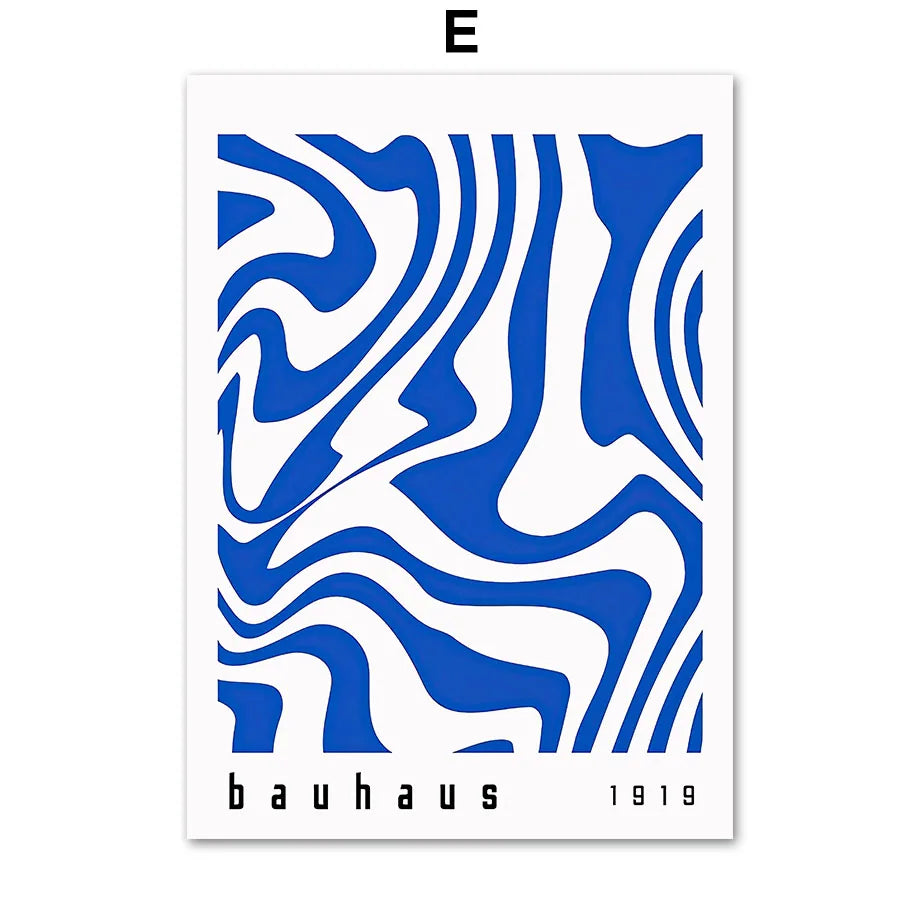 Tableau Bauhaus Bleu – Géométrie Mid-Century et Minimalisme