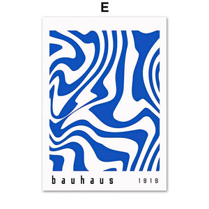 Tableau Bauhaus Bleu – Géométrie Mid-Century et Minimalisme