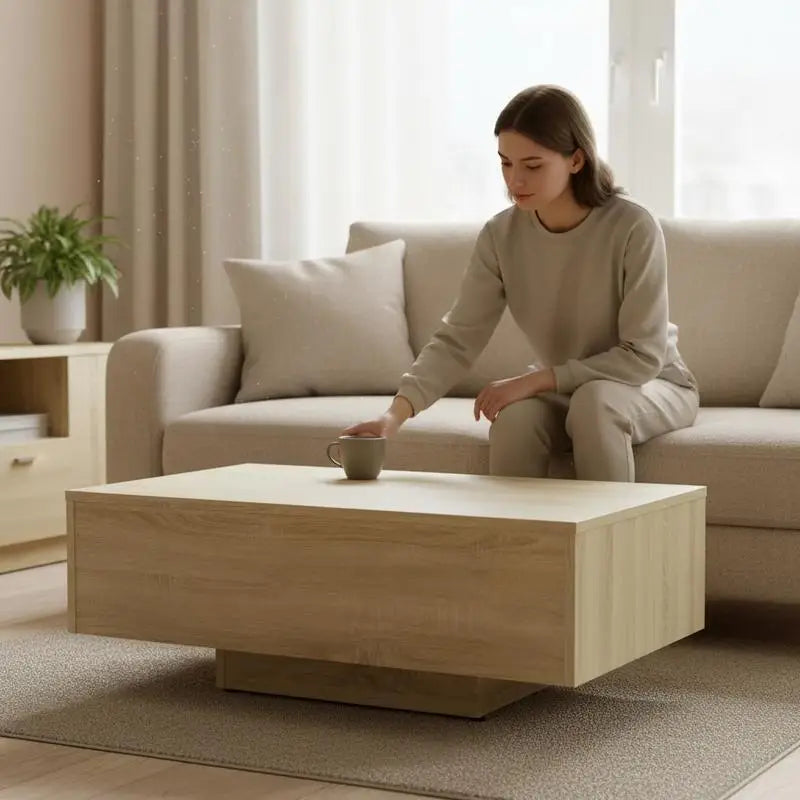 Table Basse Sonoma – Lignes Architecturales et Finition Chêne Clair