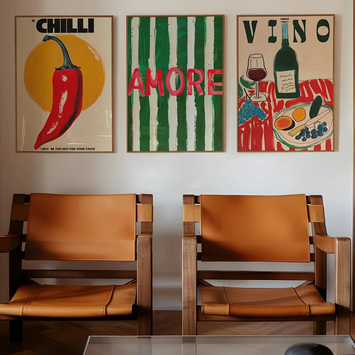 Tableau Rétro Italien Amore et Vino – Esprit Méditerranéen et Coloré