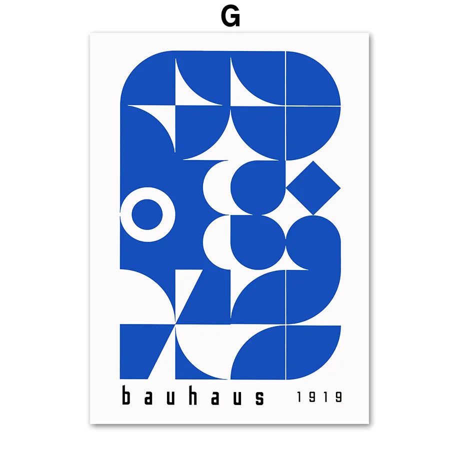 Tableau Bauhaus Bleu – Géométrie Mid-Century et Minimalisme