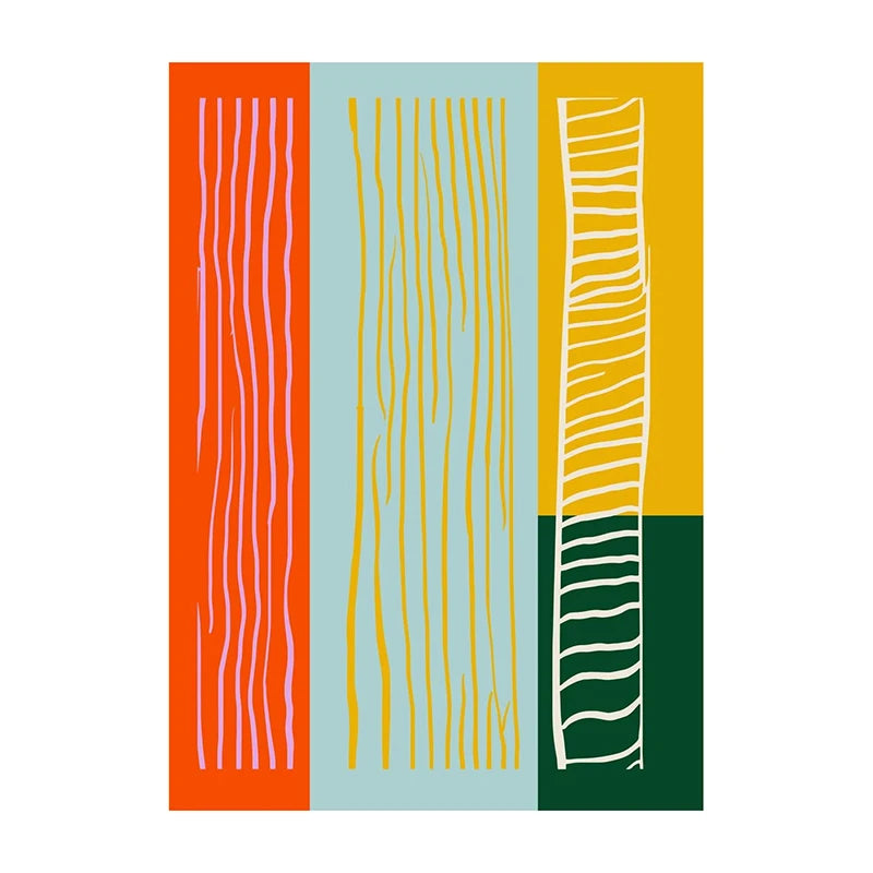 Tableau Abstrait Formes et Lignes – Géométrie Rétro Minimaliste