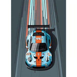 Tableau Voiture de Course Vintage – Couleurs Vives et Esthétique Rétro