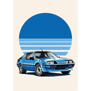 Tableau Voiture de Course Vintage – Couleurs Vives et Esthétique Rétro