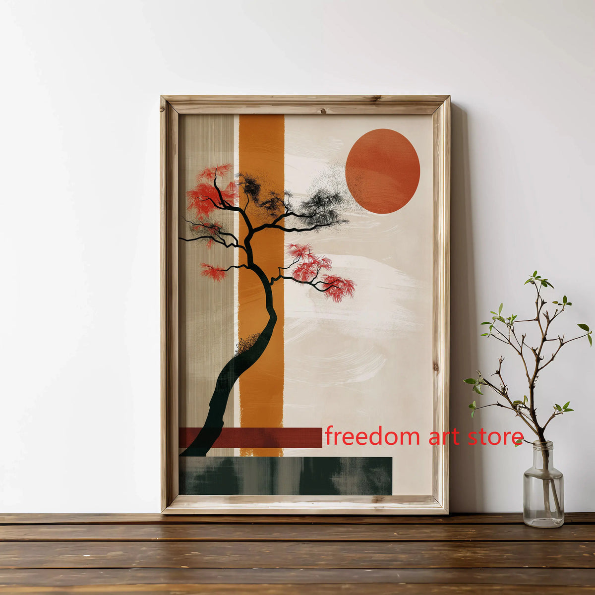 Tableau Bonsaï Japonais Beige – Esprit Zen, Wabi-Sabi et Japandi