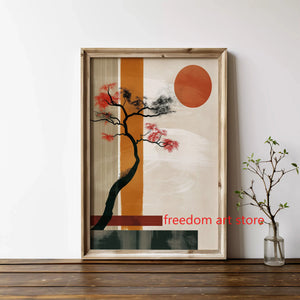 Tableau Bonsaï Japonais Beige – Esprit Zen, Wabi-Sabi et Japandi