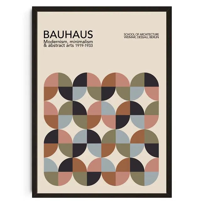Tableau Géométrique Bauhaus – Formes Modernes et Esprit Mid-Century
