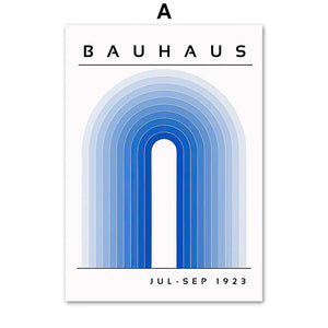 Tableau Bauhaus Bleu – Géométrie Mid-Century et Minimalisme