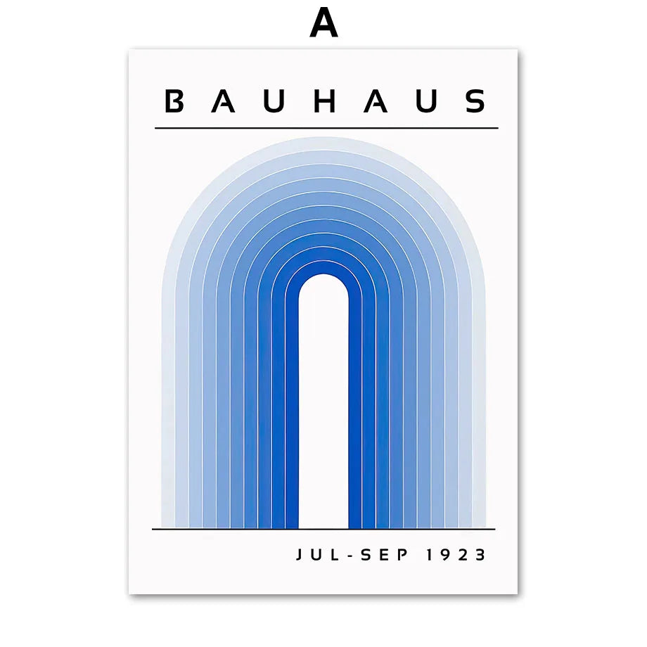 Tableau Bauhaus Bleu – Géométrie Mid-Century et Minimalisme