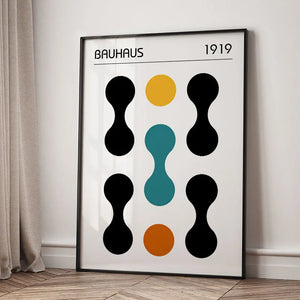 Tableau Mid-Century Géométrique – Inspiration Bauhaus et Formes Abstraites