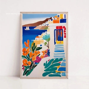 Tableau Architecture Mexicaine Colorée – Fleurs et Ambiance Solaire