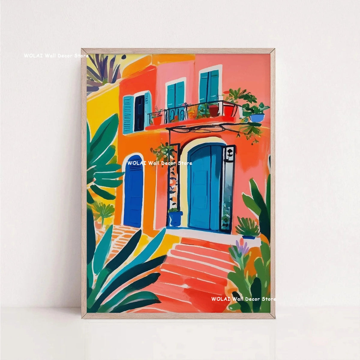 Tableau Architecture Mexicaine Colorée – Fleurs et Ambiance Solaire