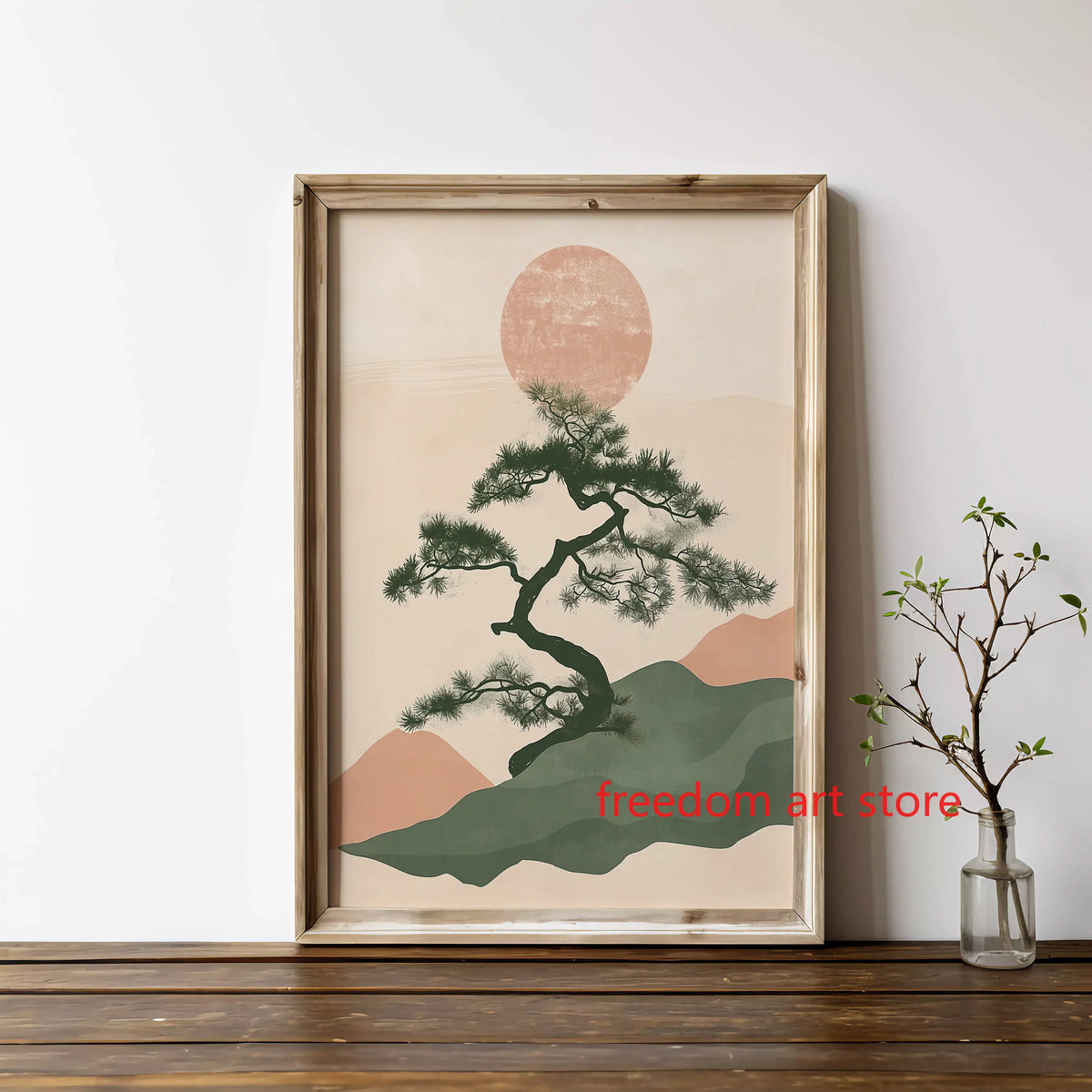 Tableau Bonsaï Japonais Beige – Esprit Zen, Wabi-Sabi et Japandi