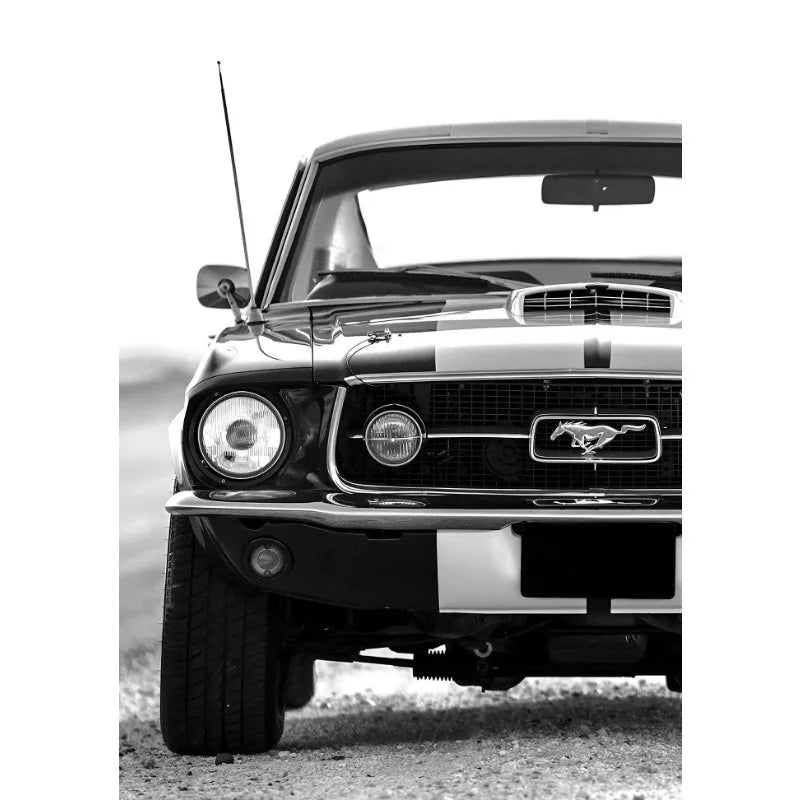 Tableau Voiture de Luxe Noir et Blanc – Élégance Automobile Minimaliste