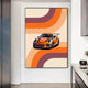Tableau Voiture de Course Vintage – Couleurs Vives et Esthétique Rétro
