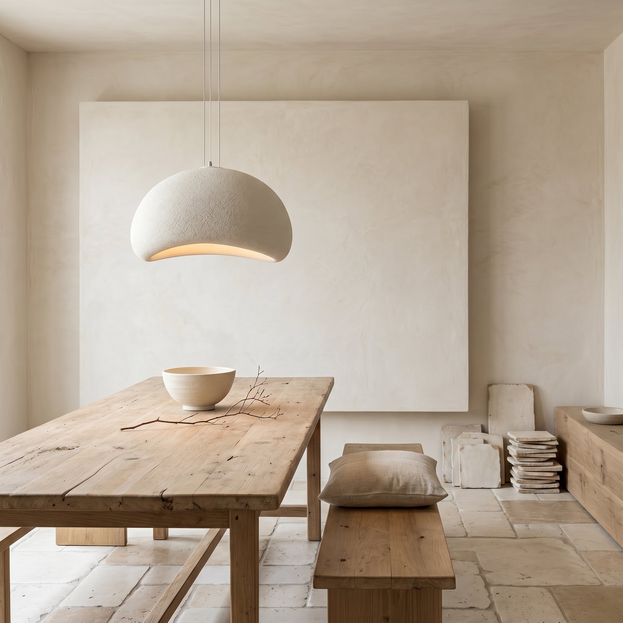 White Plaster Effect Resin Pendant Light – Velmora