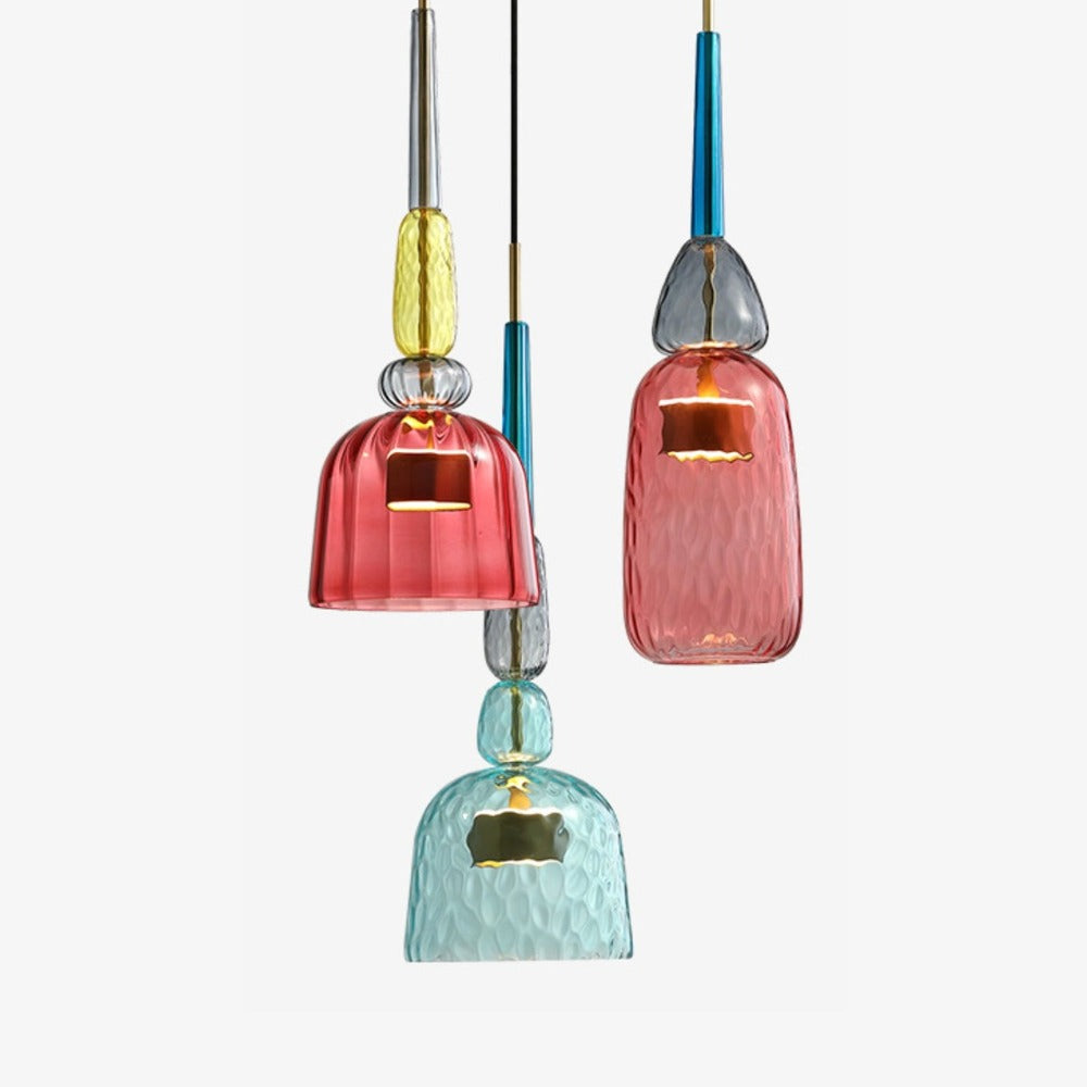 Suspension boule en verre coloré soufflé Chroméa