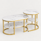 2er-Set Couchtische in Marmoroptik – Goldfarbenes Gestell mit Stauraum