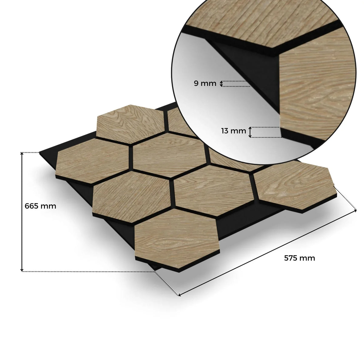 Panneau acoustique hexagonal Noyer