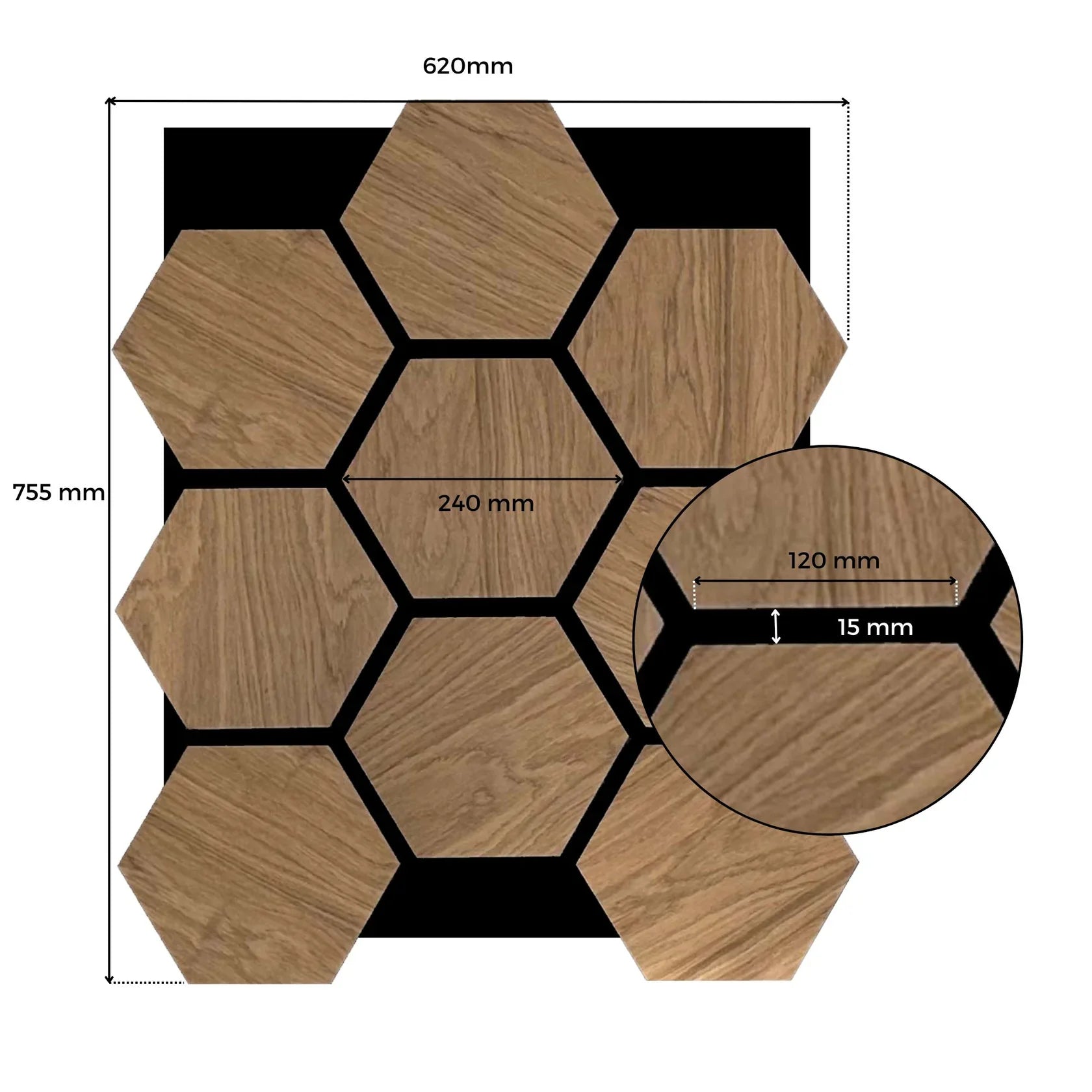Panneau acoustique hexagonal Noyer
