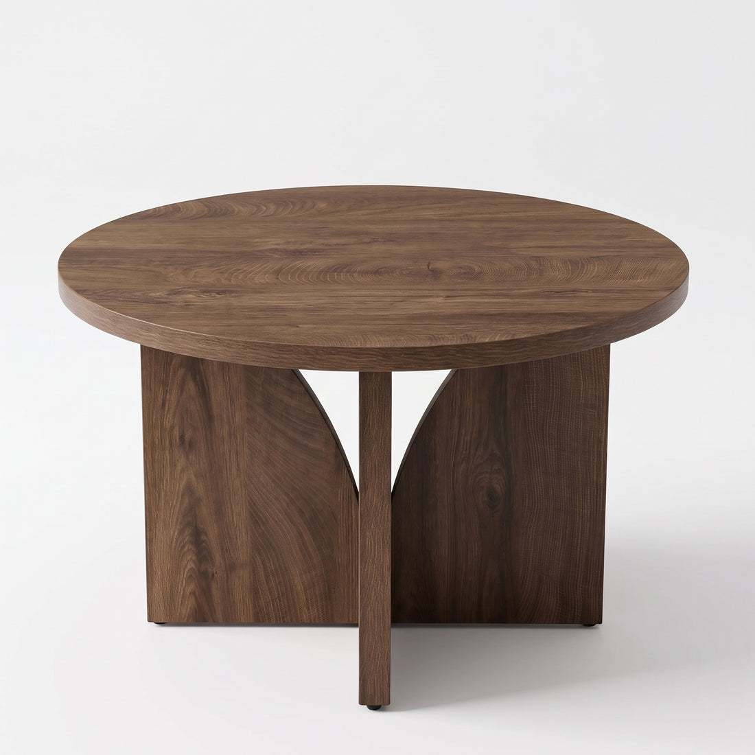 Runder Couchtisch aus braunem Holz – Kompaktes Format und zeitloses Design