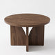 Table Basse Ronde en Bois Marron – Format Compact et Lignes Intemporelles