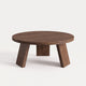 Table Basse Ronde Effet Noyer – Pieds Inclinés et Esprit Vintage