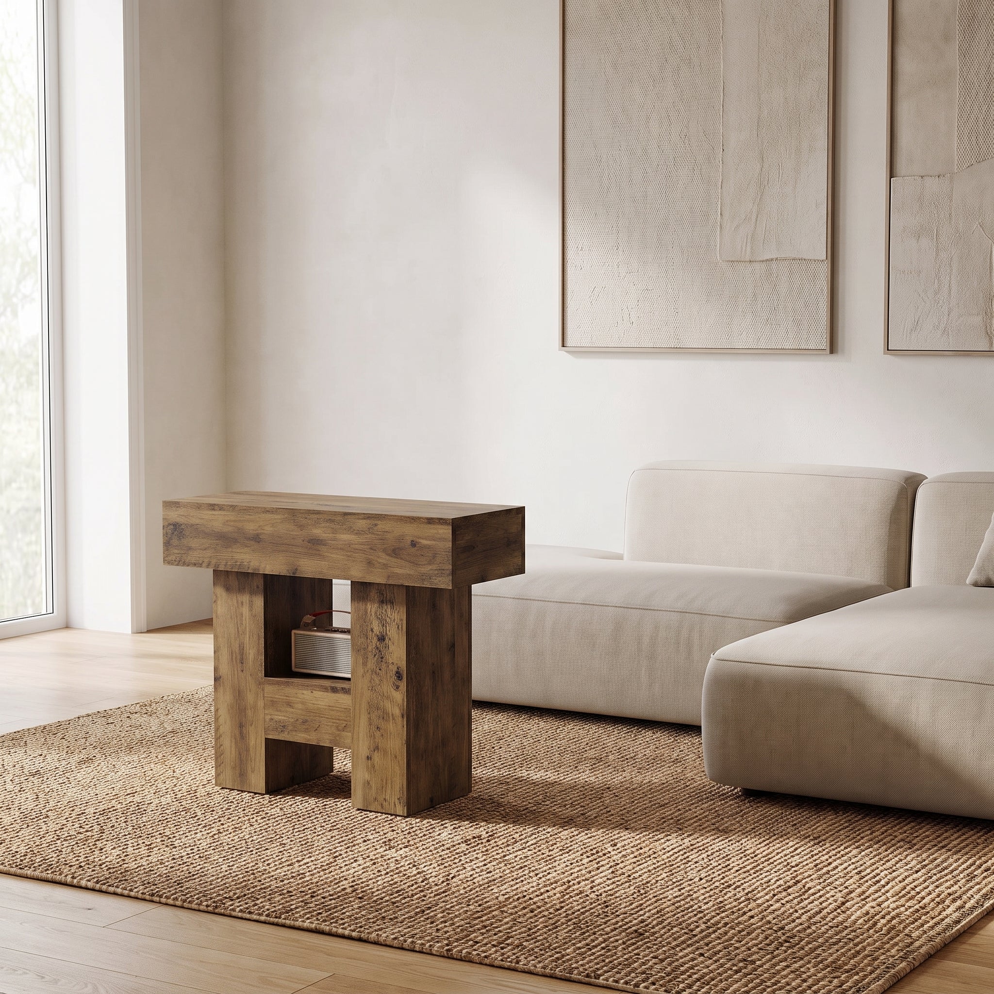 Schmaler Couchtisch aus Holz 80 x 30 cm – Landhausstil