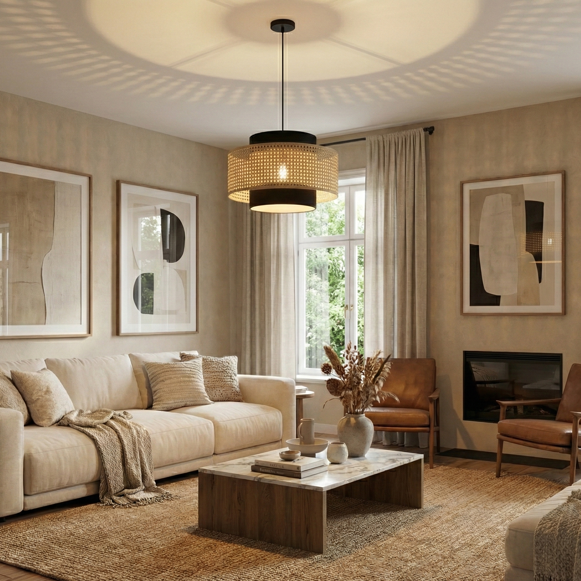 Suspension Circulaire en Fer et Tissu - Velora