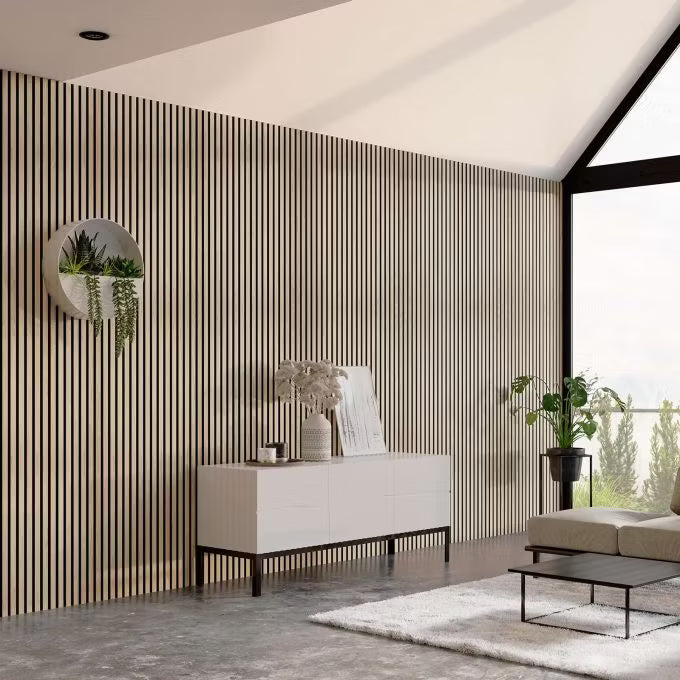 Panneau acoustique design Chêne Classic & Feutre Noir – Élégance Contrastée