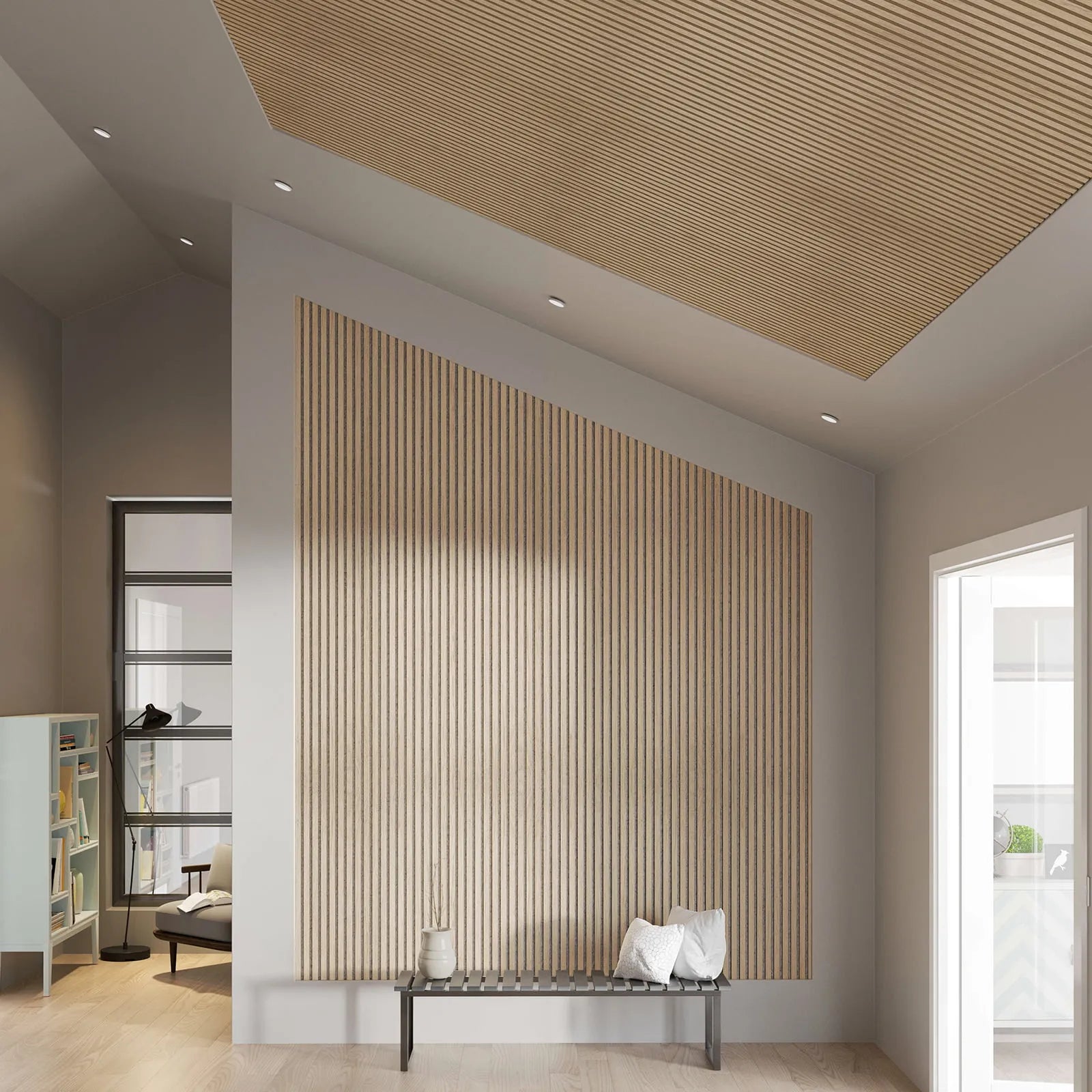 Panneau acoustique design Chêne Clair & Feutre Gris