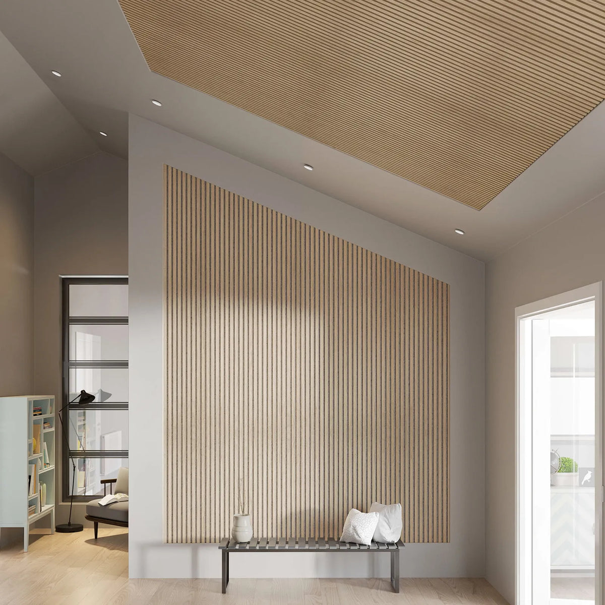 Panneau acoustique design Chêne Clair & Feutre Gris