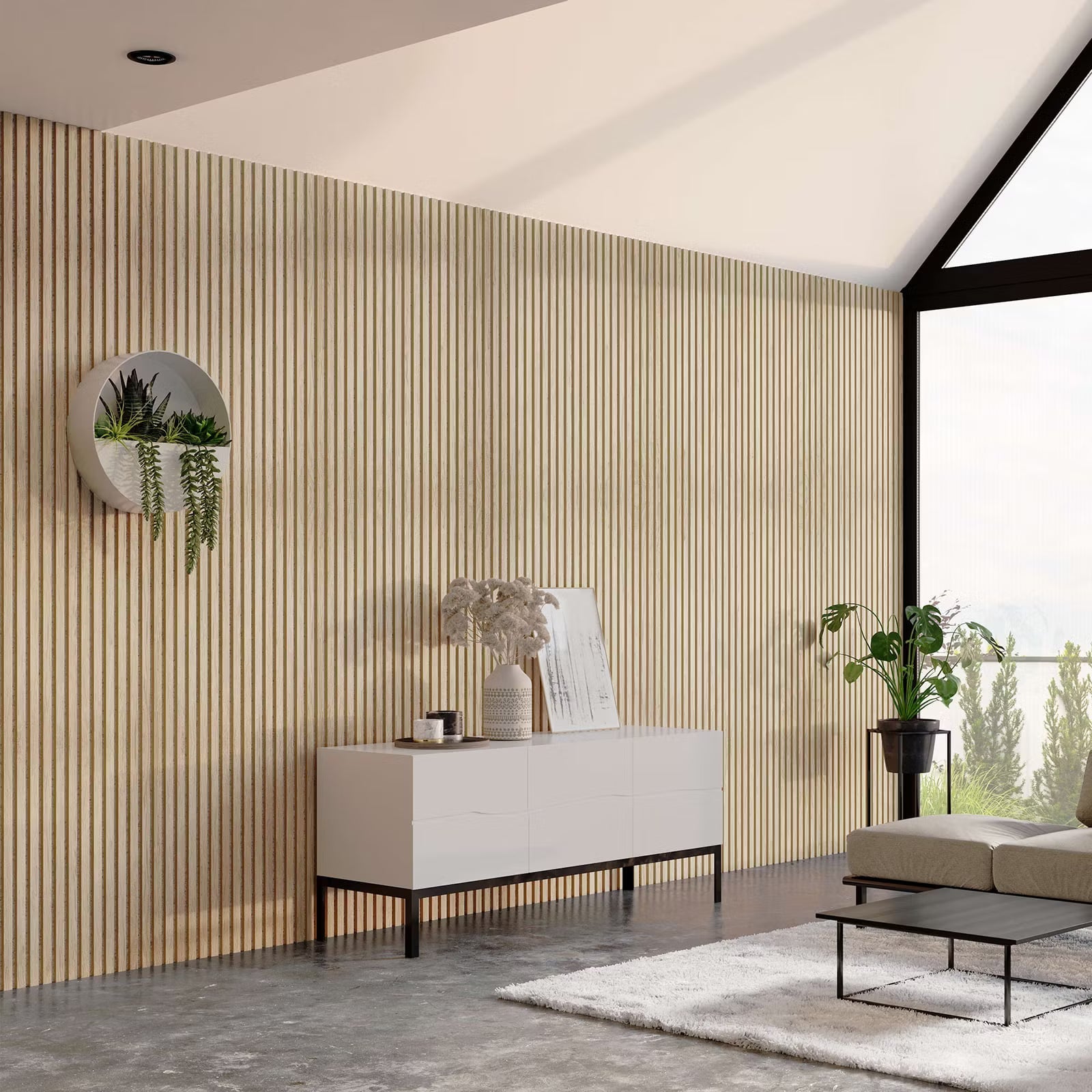 Panneau acoustique design Chêne Clair & Feutre Gris