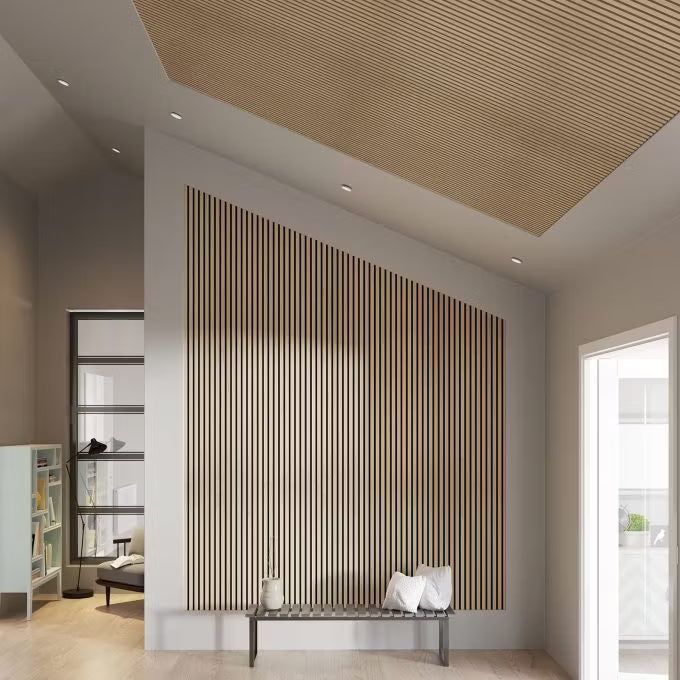 Panneau acoustique design Chêne Clair & Feutre Noir – Pureté & Modernité