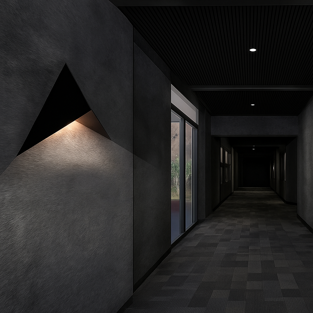 Lumière sortant par la base du triangle