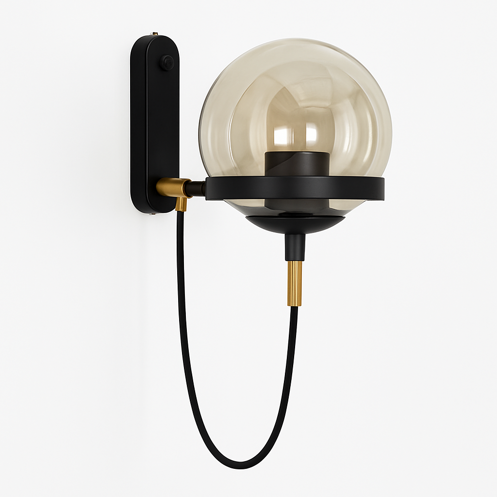 Finition noire de l'applique à boule de verre