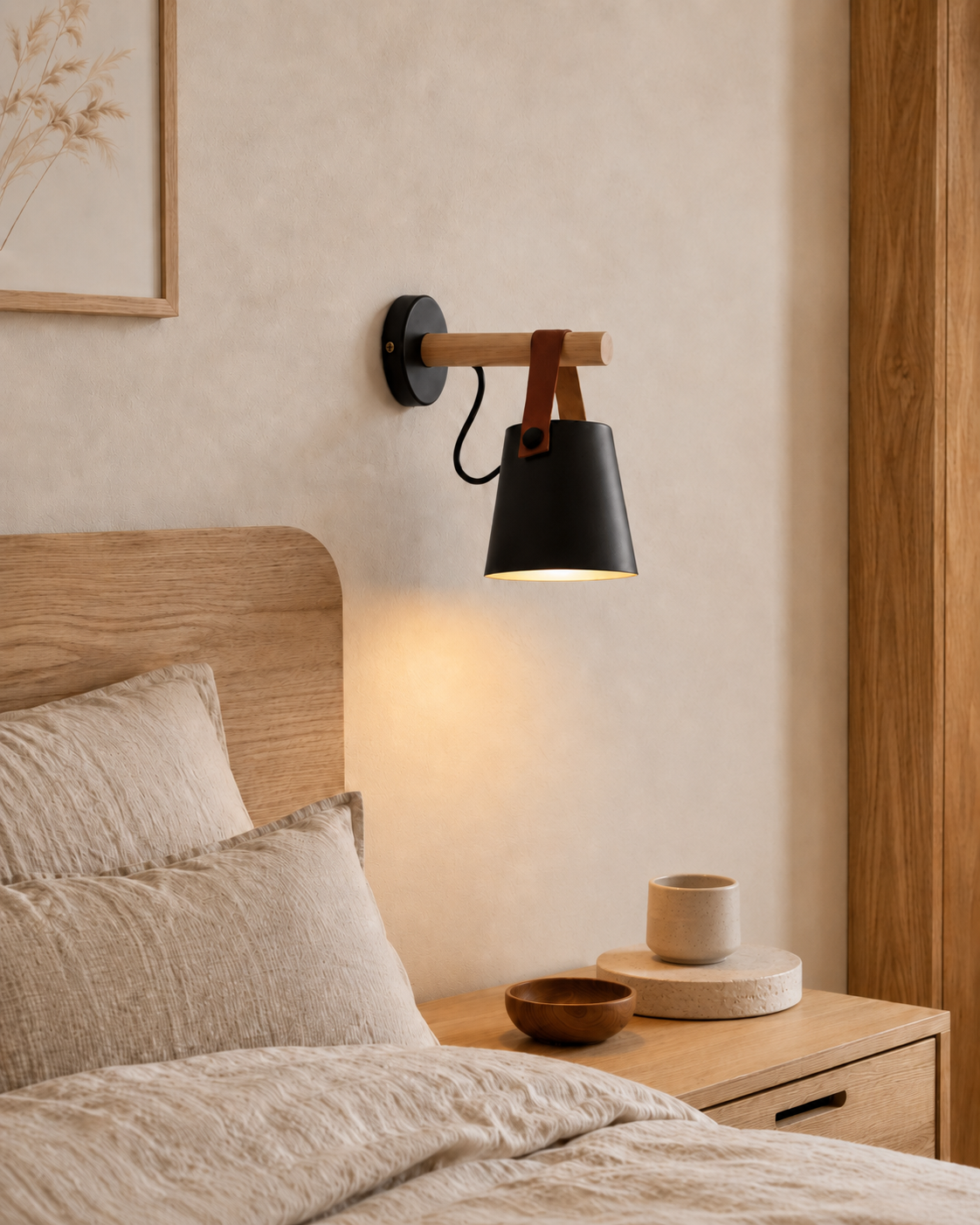 Applique Murale en Bois à Abat-Jour Suspendu - Pendéil