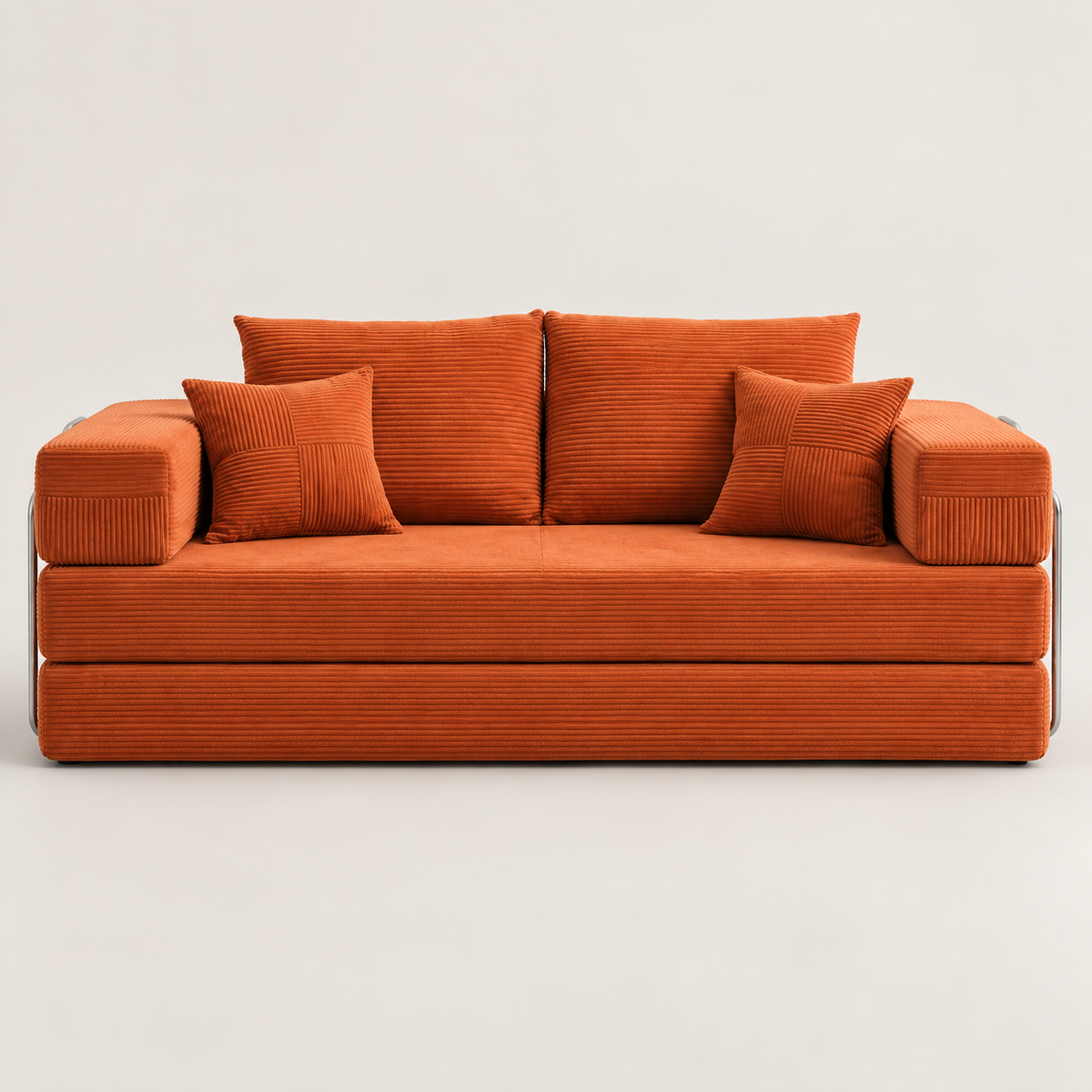 Canapé-Lit XXL 3 Places – Velours Côtelé et Couchage 200 × 200 cm