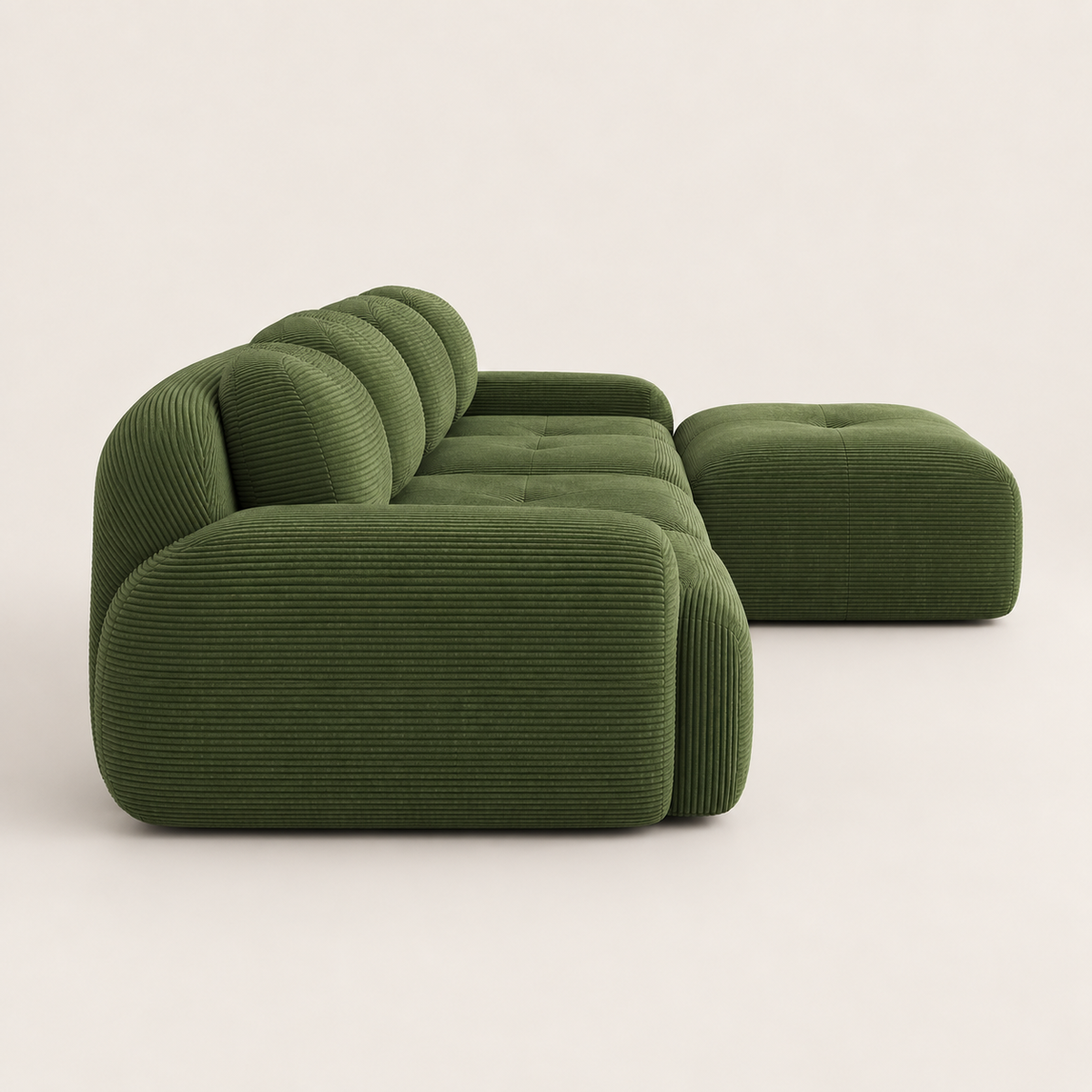 Canapé d’Angle Modulable Vert – Velours Côtelé et Assise Généreuse