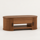 Table Basse Relevable Noyer – Rangement Intégré et Lignes Rainurées
