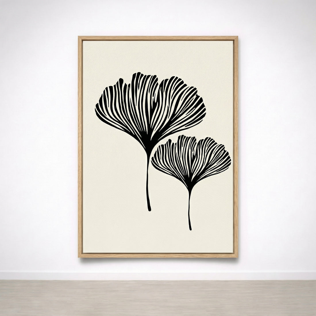 Botanisches Schwarz-Beige-Bild – Natürliche minimalistische Eleganz