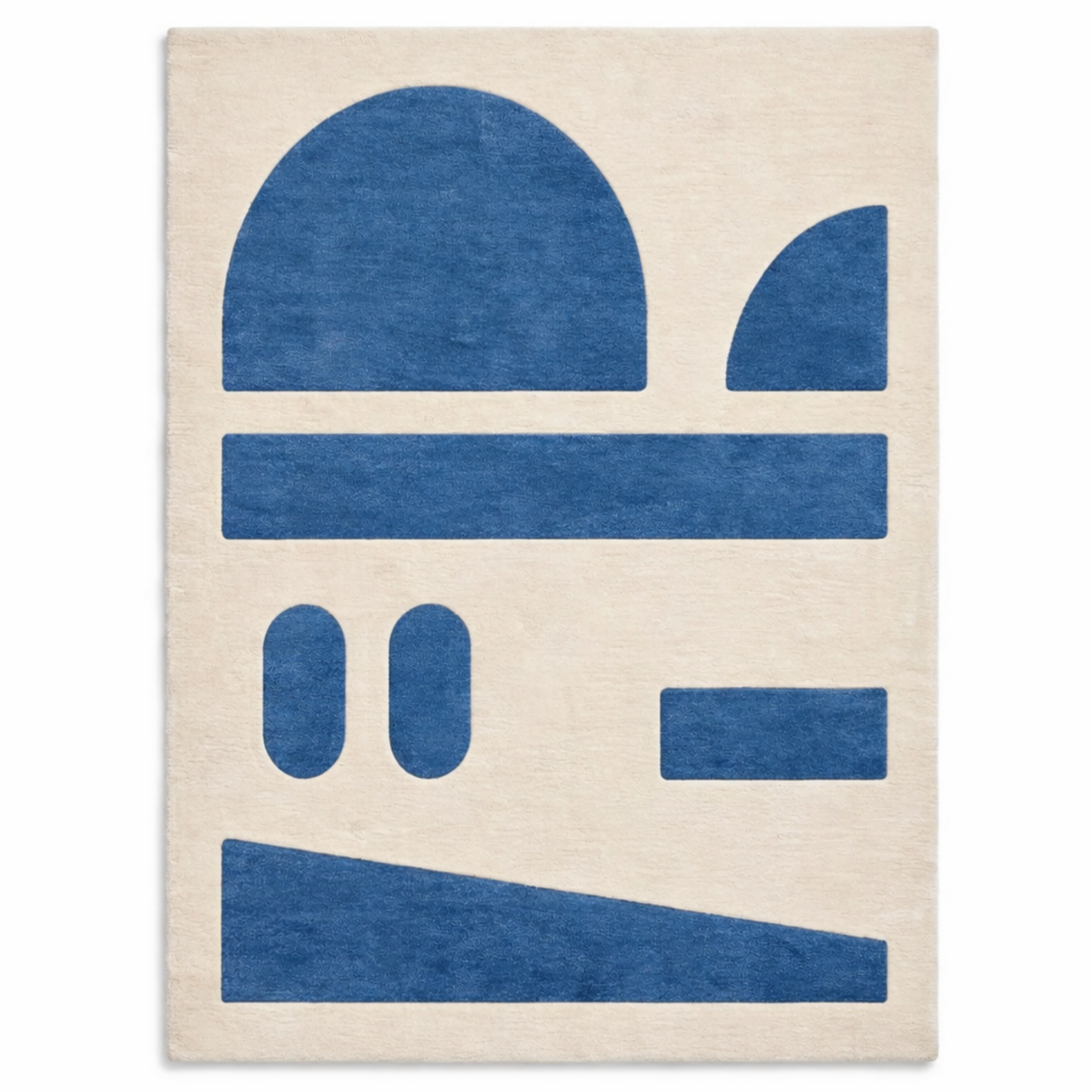 Tapis géométrique bleu et écru – Aelio